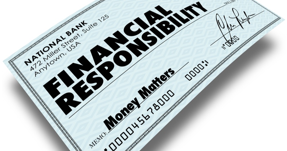 personal check with the words financial responsibility on the check